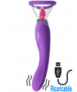 Vibratore Lecca e Succhia Clitoride, Vagina e Capezzoli 3 in 1 in Silicone Viola